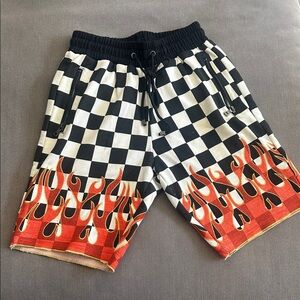 Serenade Checkered Flame Print Shorts
